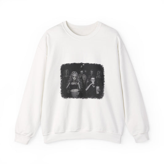 Horror Movie Icons Crewneck Sweatshirt — Classic Monsters & Chilling Cast Graphic