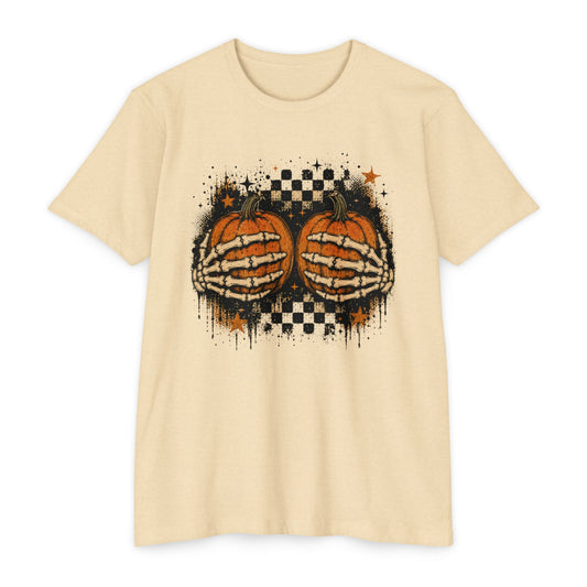 Halloween Pumpkin Skeleton Hands T-Shirt