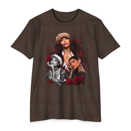 Kehlani portrait collage T-Shirt | Rose script back