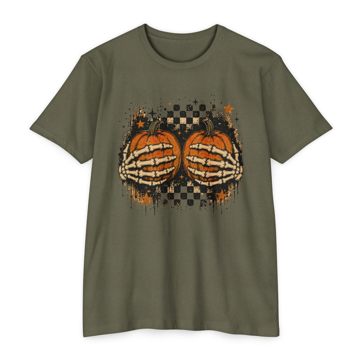 Halloween Pumpkin Skeleton Hands T-Shirt